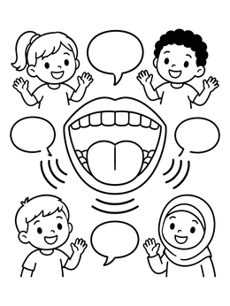 Free printable Children Talking And Open Mouth Diagram coloring page