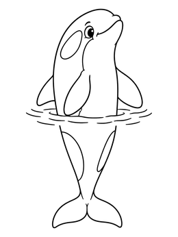 Free printable Cute Orca Spyhopping In Water coloring page