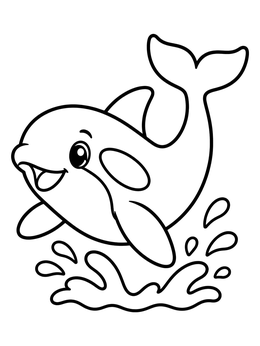 Free printable Playful Baby Orca Leaping Above Water coloring page
