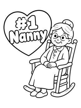 Free printable Kind Nanny In Rocking Chair coloring page
