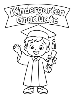 Free printable Happy Boy Kindergarten Graduate coloring page