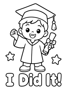 Free printable Kindergarten Graduate With Diploma coloring page