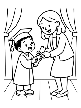 Free printable Kindergarten Graduate Receiving Diploma coloring page