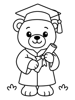 Free printable Teddy Bear Graduation Ceremony coloring page