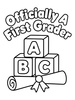 ABC blocks and diploma on this kindergarten graduation coloring page.