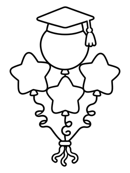 Free printable Graduation Balloons With Cap coloring page