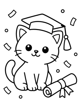 Free printable Graduation Kitten With Diploma coloring page