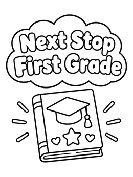 Free printable Next Stop First Grade Memory Book coloring page