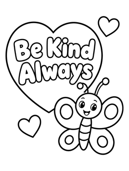 Free printable Be Kind Always Cute Butterfly coloring page