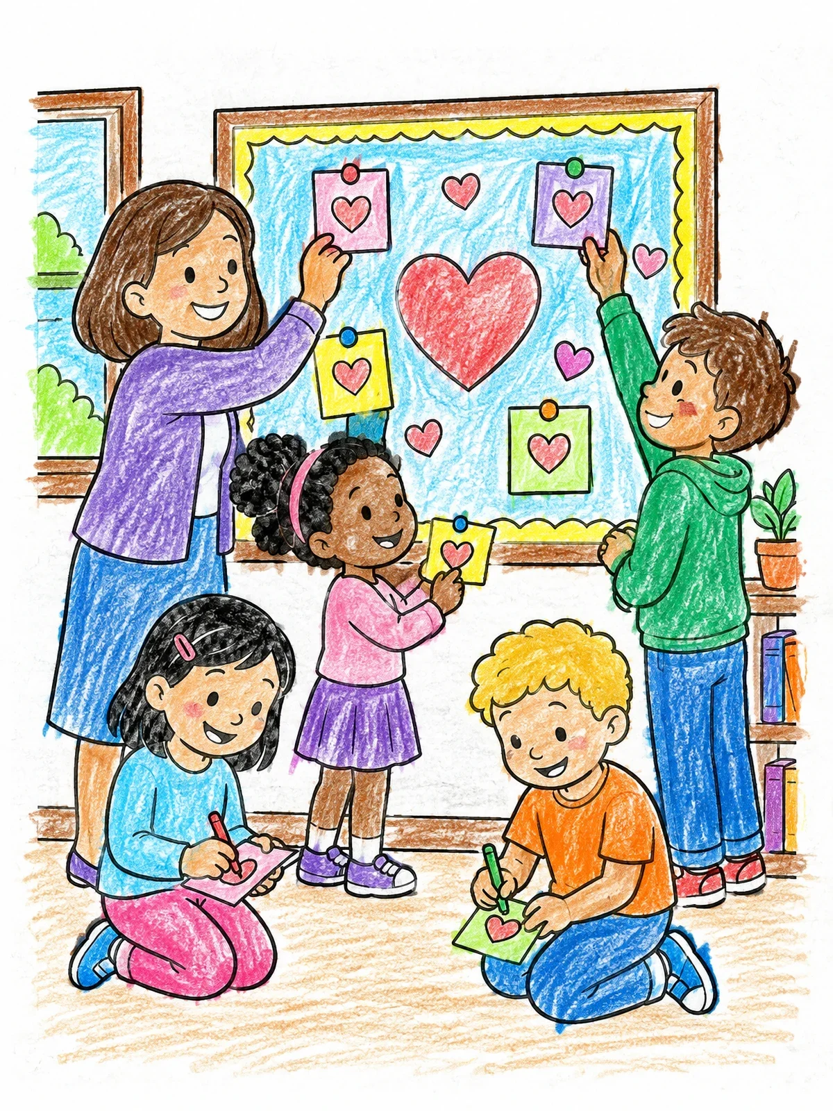 Colored example of the Kindness Bulletin Board In Classroom coloring page