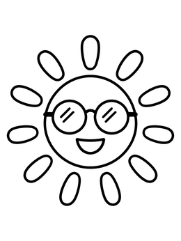 Free printable Cheerful Sun With Round Sunglasses coloring page