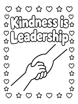 Free printable Kindness Is Leadership Holding Hands coloring page