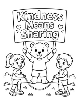 Free printable Kindness Means Sharing Jump Rope Fun coloring page