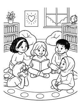 Free printable Storytime Circle In The Classroom coloring page