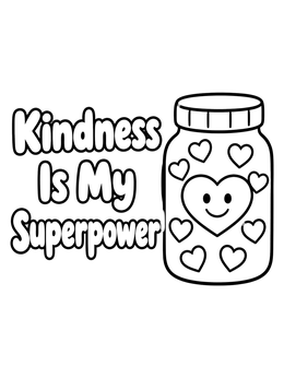 Free printable Kindness Superpower Jar With Hearts coloring page