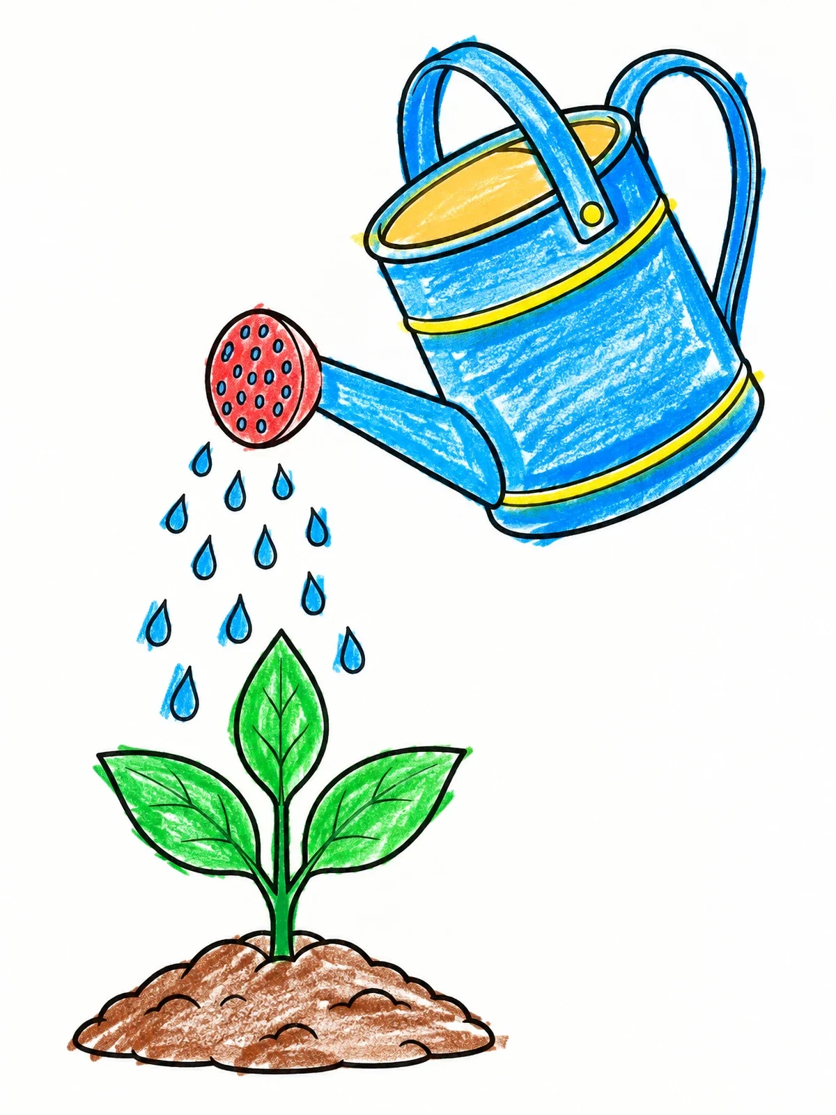 Colored example of the Watering Can Nurturing Little Sprout coloring page