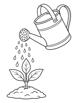 Free printable Watering Can Nurturing Little Sprout coloring page