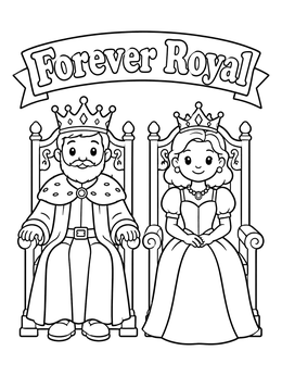 Free printable King And Queen On Royal Thrones coloring page