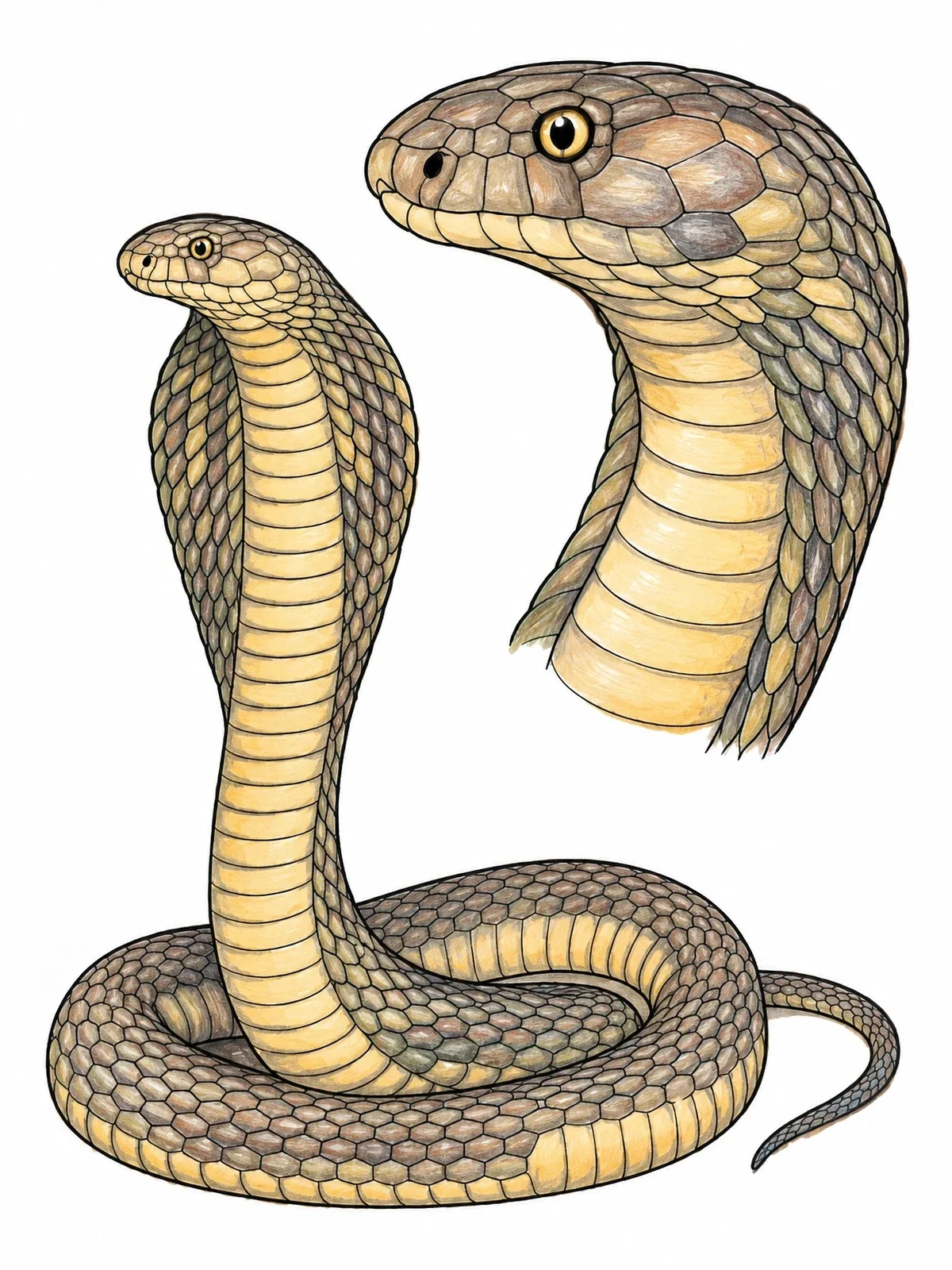 Colored example of the King Cobra Study And Close Up coloring page