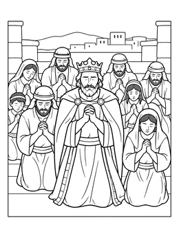 Free printable King Jehoshaphat And People Praying coloring page