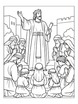 Free printable King Jehoshaphat Proclaiming A Fast coloring page