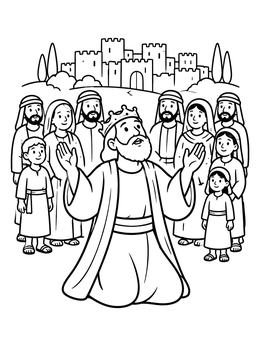 Free printable King Jehoshaphat Praying With His People coloring page