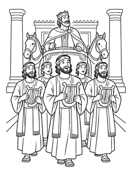 Free printable King Jehoshaphat And Temple Singers coloring page