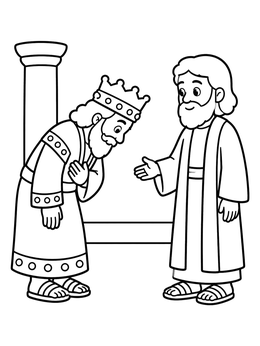 Free printable King Bowing Before Prophet Daniel coloring page
