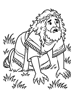 Free printable King Nebuchadnezzar In The Wild Grass coloring page