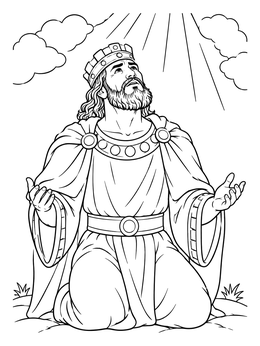 Free printable King Nebuchadnezzar Praising Heaven coloring page