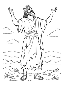 Free printable King Nebuchadnezzar Praising Outdoors coloring page