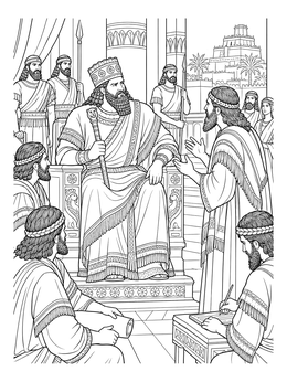 Free printable King Nebuchadnezzar And His Royal Council coloring page