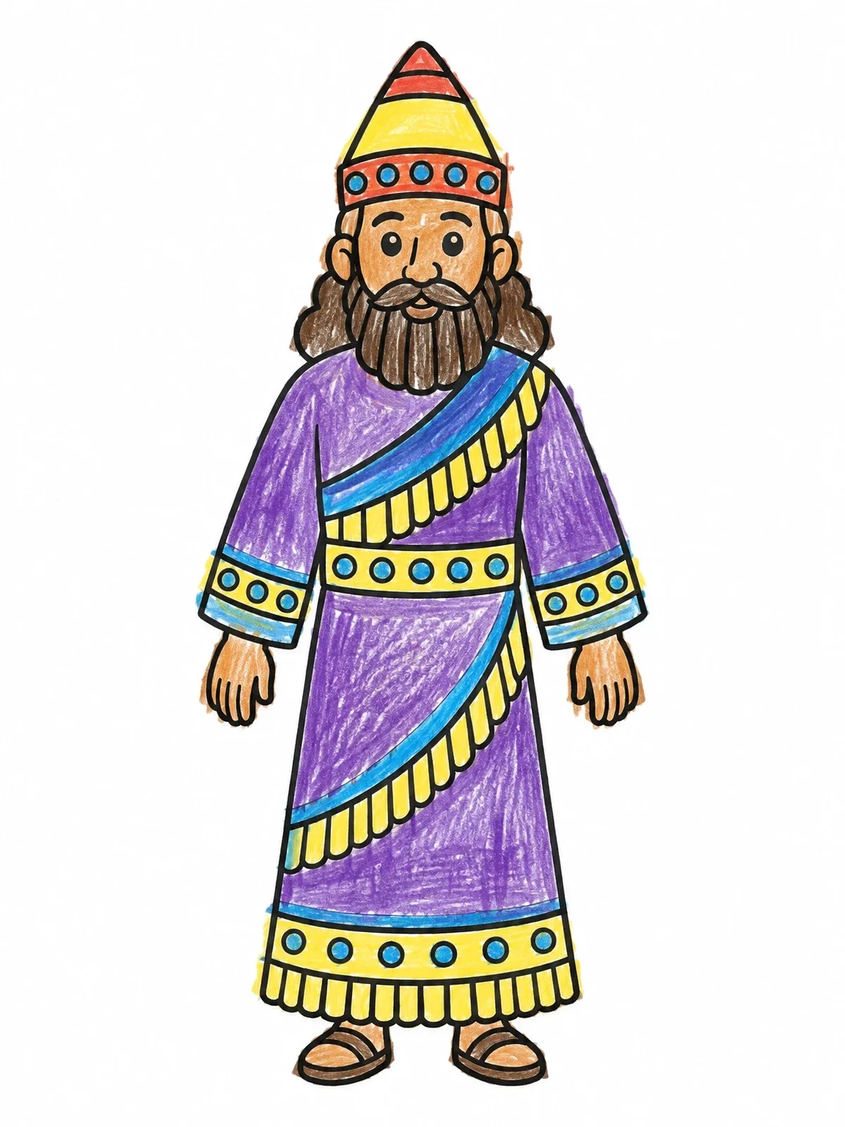 Colored example of the King Nebuchadnezzar In Royal Robes coloring page