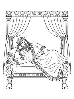 Free printable King Nebuchadnezzar Resting On Royal Couch coloring page