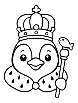 Free printable Cute Royal Penguin With Crown And Scepter coloring page
