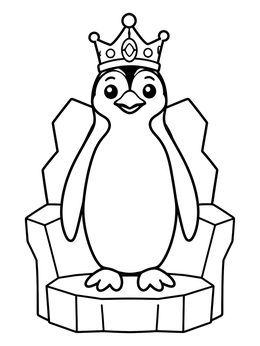Free printable King Penguin On Ice Throne coloring page