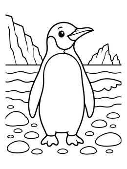 Free printable King Penguin On Stony Shore coloring page