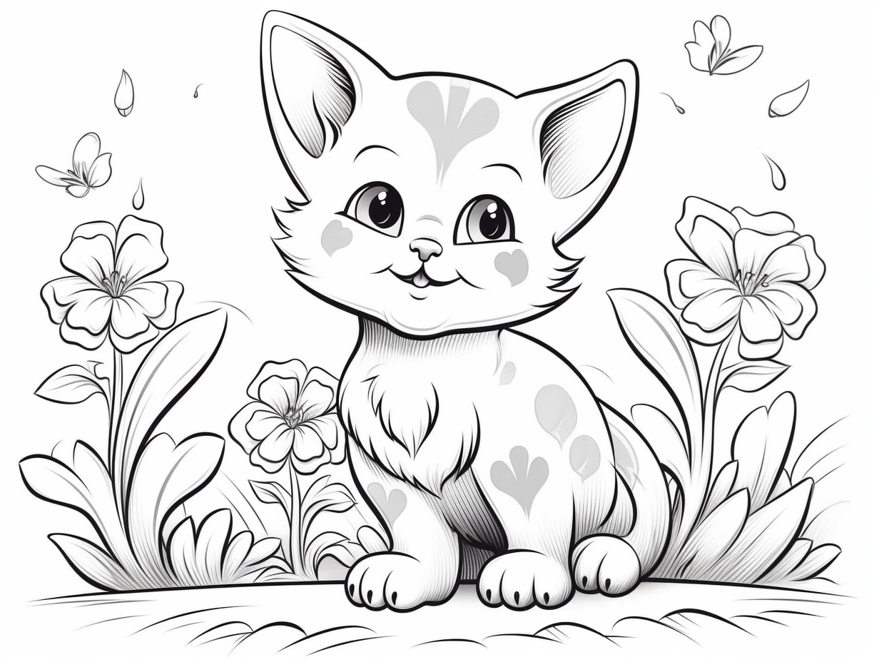 Kitten Coloring Magic - Coloring Page