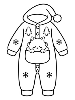 Free printable Kitten In Christmas Onesie Pocket coloring page