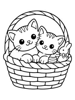 Free printable Kittens In An Easter Basket coloring page