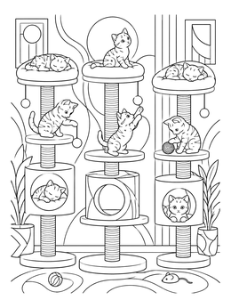 Free printable Kittens On Pet Store Cat Trees coloring page