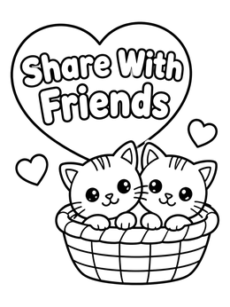 Free printable Kittens Sharing A Cozy Basket coloring page