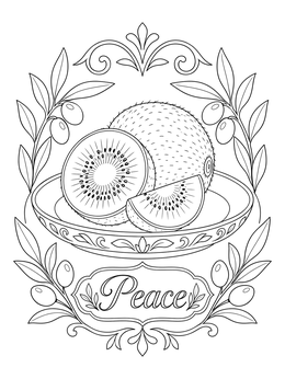 A peaceful kiwi arrangement on this fruit of the spirit coloring page.
