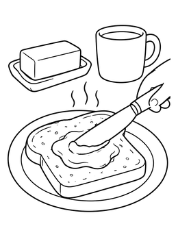 Free printable Spreading Butter On Warm Toast coloring page