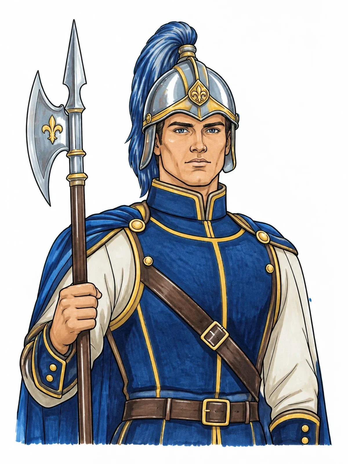 Colored example of the Royal Castle Guard With Halberd coloring page