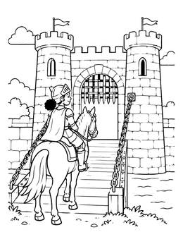 Free printable Knight Crossing Castle Drawbridge coloring page