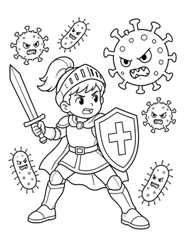 Free printable Brave Knight Defending The Immune System coloring page