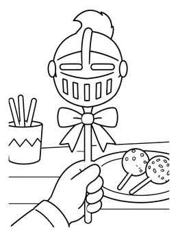 Free printable Knight Helmet Cake Pop With Bow coloring page