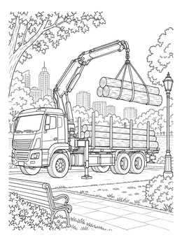 Free printable Knuckle Boom Crane Truck With Logs coloring page