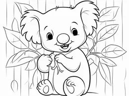 Little Koala Enjoying Fresh Eucalyptus Leaves